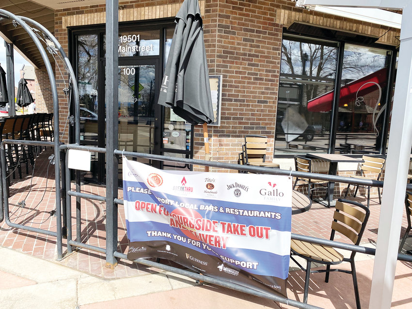 The outside seating area at Vines Wine Bar and Bistro in Parker as it appeared in April.